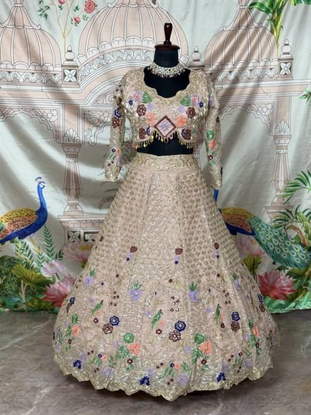 Multicolor Jimmy Choo Soft Net Bridal Lehenga with 4m Flare and Sequins Reception Wear Designer Lehenga Choli