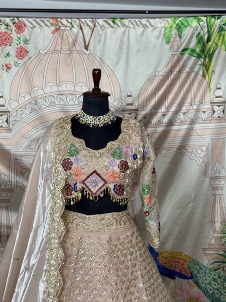 Multicolor Jimmy Choo Soft Net Bridal Lehenga with 4m Flare and Sequins Reception Wear Designer Lehenga Choli