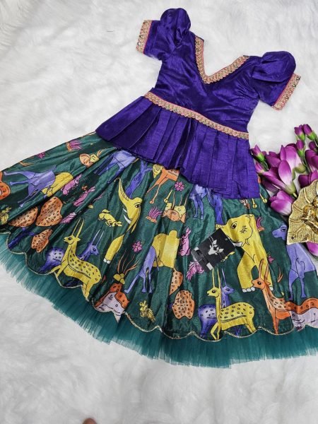 multicolor kids silk lehenga choli with digital print premium festive wear Girls Wear