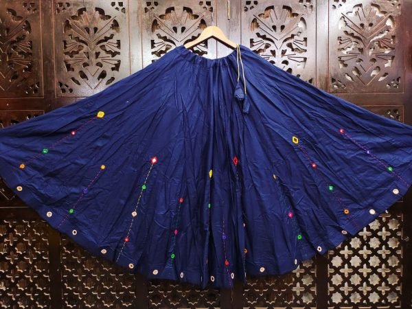 Multicolor Mirror Work Chaniya in Pure Cotton Navratri Ready to Wear Navratri Lehnega Choli