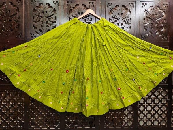Multicolor Mirror Work Chaniya in Pure Cotton Navratri Ready to Wear Navratri Lehnega Choli