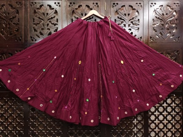 Multicolor Mirror Work Chaniya in Pure Cotton Navratri Ready to Wear Navratri Lehnega Choli