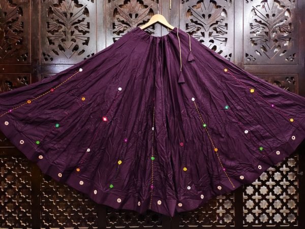 Multicolor Mirror Work Chaniya in Pure Cotton Navratri Ready to Wear Navratri Lehnega Choli