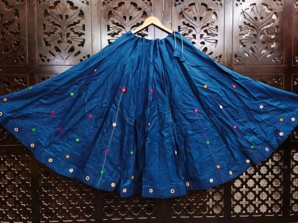 Multicolor Mirror Work Chaniya in Pure Cotton Navratri Ready to Wear Navratri Lehnega Choli