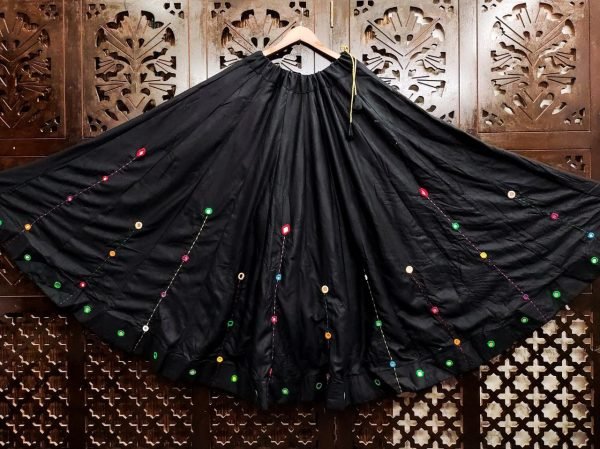 Multicolor Mirror Work Chaniya in Pure Cotton Navratri Ready to Wear Navratri Lehnega Choli