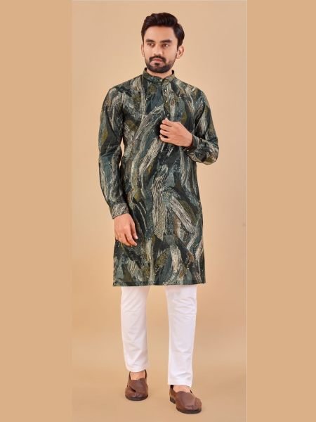 multicolour Foil Print Cotton Kurta Payjama  