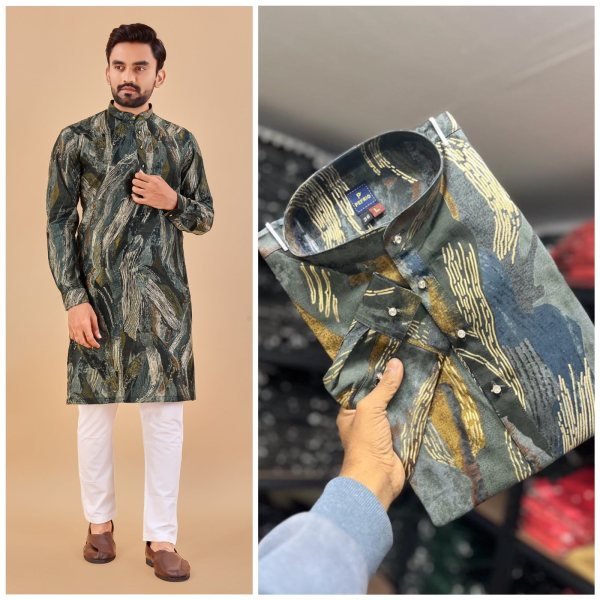 multicolour Foil Print Cotton Kurta Payjama  Kurta Pajama Wholesale