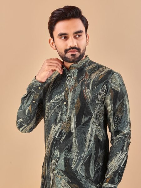 multicolour Foil Print Cotton Kurta Payjama  Kurta Pajama Wholesale