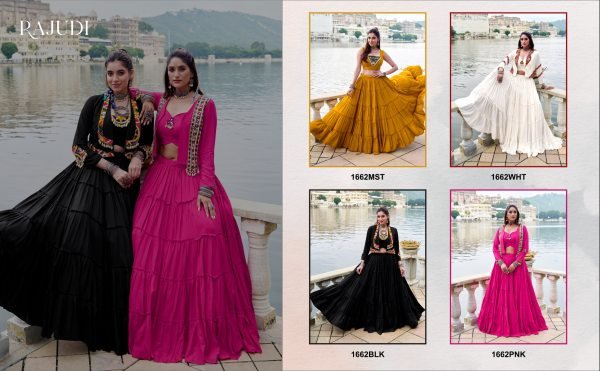 Mustard Rayon Gamthi Mirror Lehenga with Jacket Navratri Special Navratri Lehnega Choli