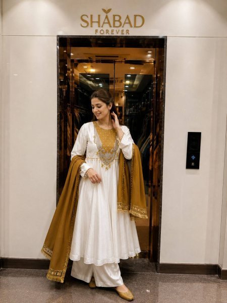 Mustard Yellow Anarkali Suit with Sequin Work and Star Georgette Dupatta at Wholesale Rate Ready To Wear Collection