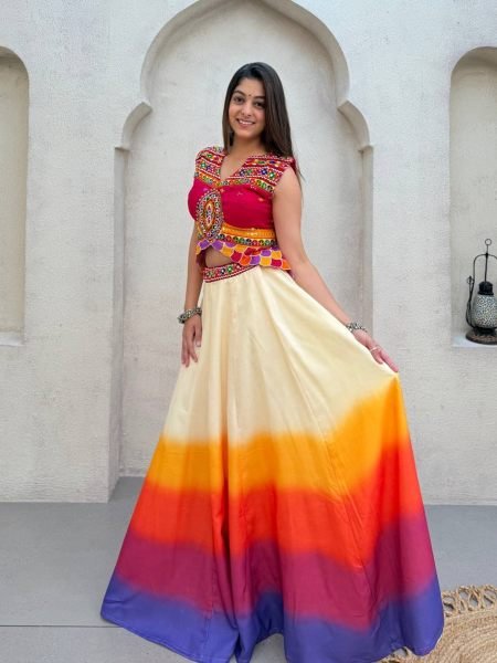 Muticolor Navratri Special 5 Meter Flair Magic Cotton Lehenga Choli at WHolesale Rate  Lehenga