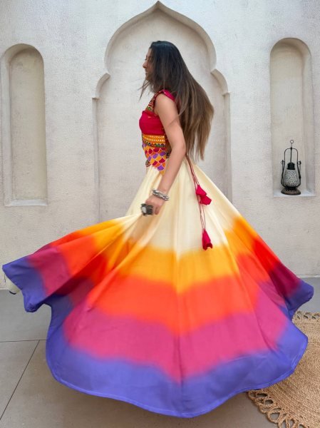 Muticolor Navratri Special 5 Meter Flair Magic Cotton Lehenga Choli at WHolesale Rate Navratri Lehnega Choli