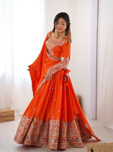 Natural Crepe Silk Designer Lehenga Choli Wedding Wear with Heavy Embroidery Work India Supplier Designer Lehenga Choli
