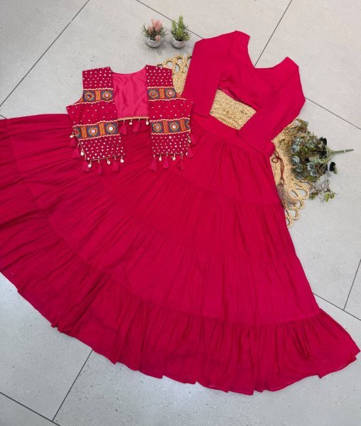 Navratri 2026 Red Cora Cotton Lehenga Choli with Real Mirror Work at Wholesale Rate Navratri Lehnega Choli