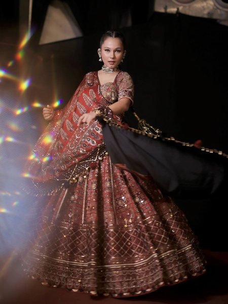 Navratri 2026 Red Heavy Muslin Cotton Lehenga Choli with Real Mirror Work  Lehenga
