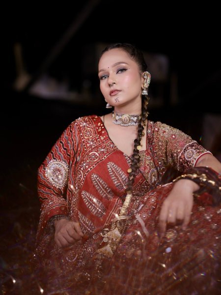 Navratri 2026 Red Heavy Muslin Cotton Lehenga Choli with Real Mirror Work Navratri Lehnega Choli