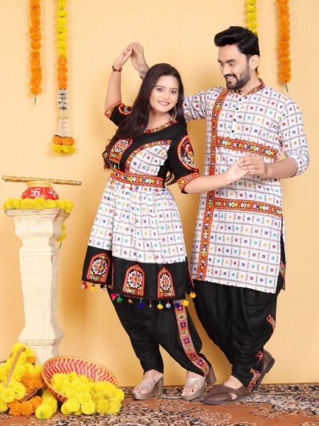 Navratri Couple Kediya Dhoti Set with Mirror Work Perfect for Garba  Mens Wear