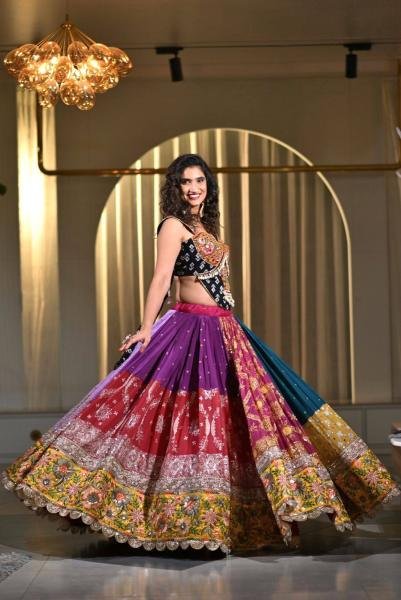 Navratri Festive Wear Muslin Cotton Lehenga Chaniya Choli with Heavy Mirror Work  And Dupatta for Women  At Best Rates Navratri Lehnega Choli