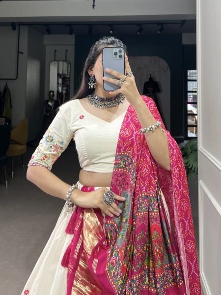 Navratri Garba Traditional Khadi Cotton Chaniya Choli for Women s Navratri Lehnega Choli