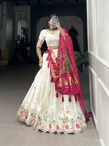 Navratri Garba Traditional Khadi Cotton Chaniya Choli for Women s Navratri Lehnega Choli