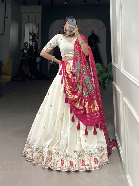 Navratri Garba Traditional Khadi Cotton Chaniya Choli for Women s Navratri Lehnega Choli