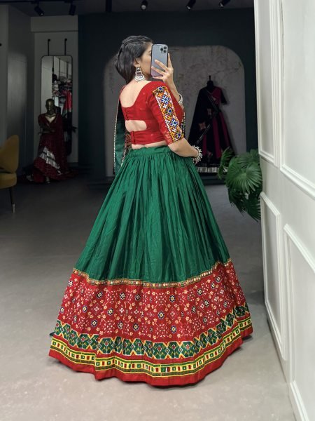 Navratri Garba Traditional Printed With Original Mirror Gamthi Work Chaniya Choli  Navratri Lehnega Choli