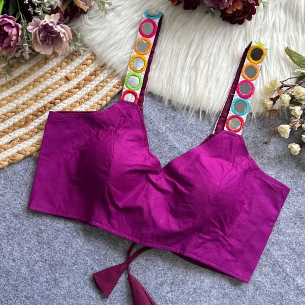 Navratri Mirror Work Back Open Blouse in Rayon Cotton Garba Night Special Blouse Collection