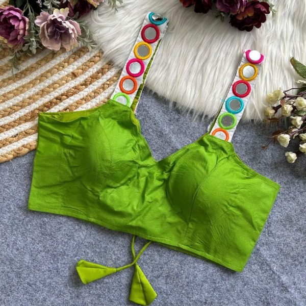 Navratri Mirror Work Back Open Blouse in Rayon Cotton Garba Night Special Blouse Collection