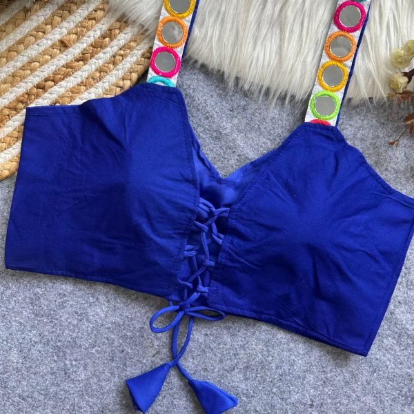 Navratri Mirror Work Back Open Blouse in Rayon Cotton Garba Night Special Blouse Collection