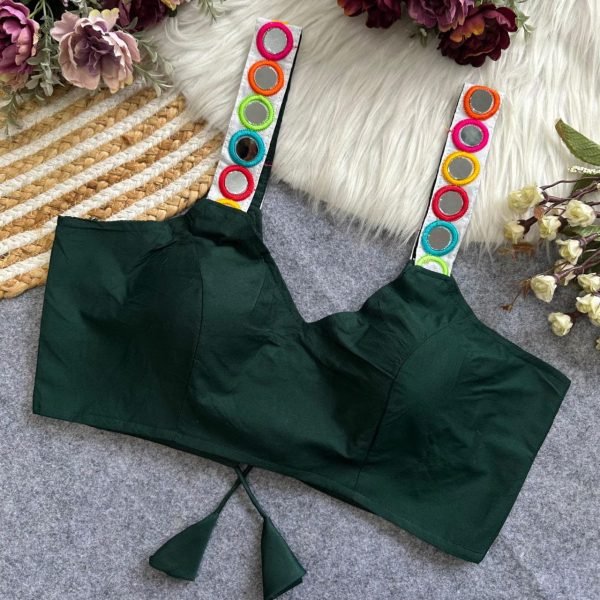 Navratri Mirror Work Back Open Blouse in Rayon Cotton Garba Night Special Blouse Collection