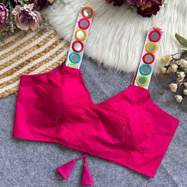 Navratri Mirror Work Back Open Blouse in Rayon Cotton Garba Night Special Blouse Collection