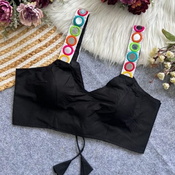Navratri Mirror Work Back Open Blouse in Rayon Cotton Garba Night Special Blouse Collection