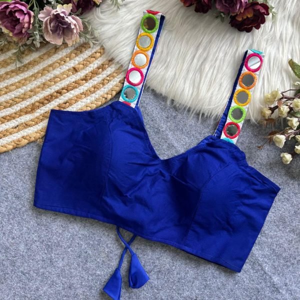 Navratri Mirror Work Back Open Blouse in Rayon Cotton Garba Night Special Blouse Collection