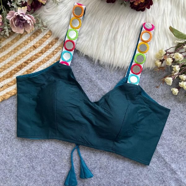 Navratri Mirror Work Back Open Blouse in Rayon Cotton Garba Night Special Blouse Collection