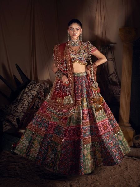 Navratri Muslin Cotton Lehenga Choli with Real Mirror Work and Designer Dupatta 