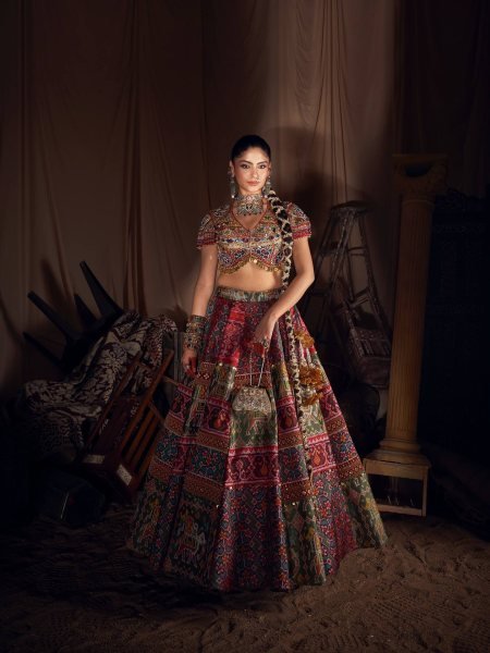 Navratri Muslin Cotton Lehenga Choli with Real Mirror Work and Designer Dupatta Navratri Lehnega Choli