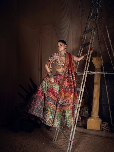 Navratri Muslin Cotton Lehenga Choli with Real Mirror Work and Designer Dupatta Navratri Lehnega Choli