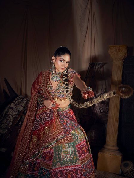 Navratri Muslin Cotton Lehenga Choli with Real Mirror Work and Designer Dupatta Navratri Lehnega Choli