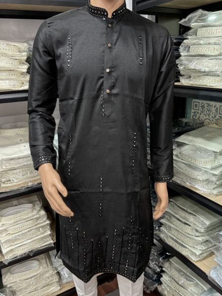 Navratri Nights Edit Bold Embellished Kurta in Classic Black Kurta Pajama Wholesale