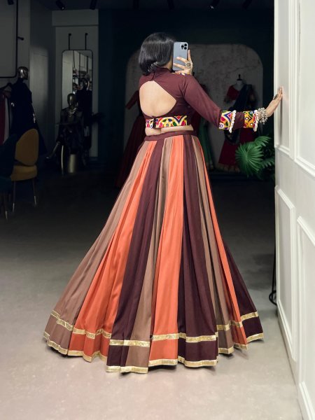 Navratri Nomad Multi Panel Rayon Lehenga with Gamthi Mirror Work &  Kodi Lace Navratri Lehnega Choli