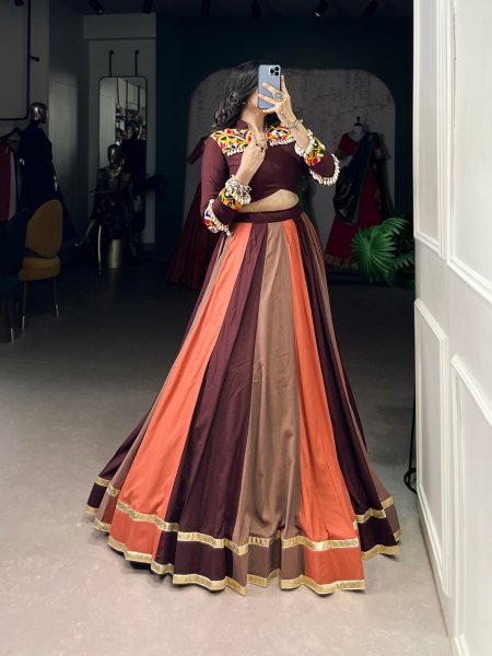 Navratri Nomad Multi Panel Rayon Lehenga with Gamthi Mirror Work &  Kodi Lace Navratri Lehnega Choli
