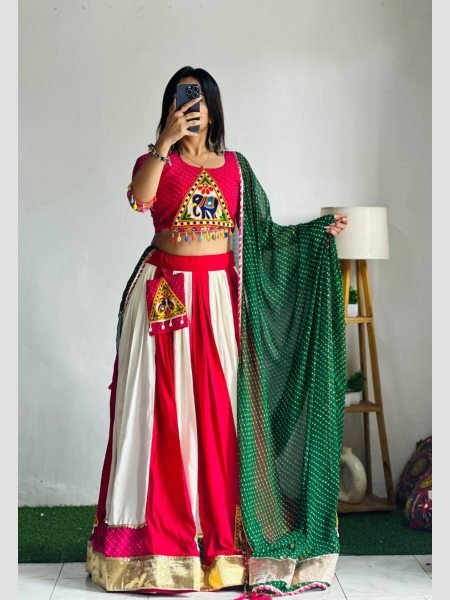 Navratri Special Attached Purse Lehenga Choli Navratri Lehnega Choli