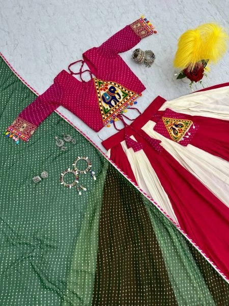 Navratri Special Attached Purse Lehenga Choli Navratri Lehnega Choli