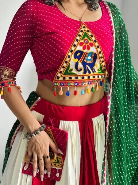 Navratri Special Attached Purse Lehenga Choli Navratri Lehnega Choli