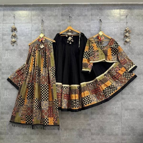 Navratri Special Muslin Cotton Lehenga Choli with Digital Print and Real Mirror Work Festive Ready Chaniya Choli  Lehenga