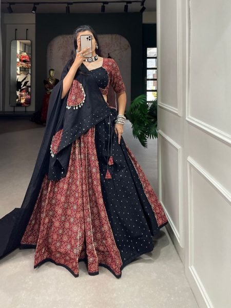 Navratri Special Pure Cotton Fully Stitched Lehenga Choli  Navratri Lehnega Choli