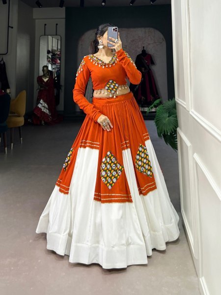 Navratri Special Pure Rayon Lehenga Set with Gamthi Patch Work and Gota Patti Touch  Lehenga