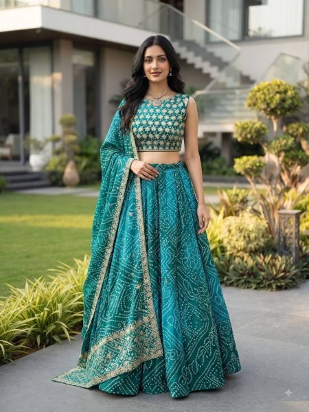 Navratri Special Teal Blue Printed Faux Georgette Lehenga with Canvas and Drawstring  Lehenga