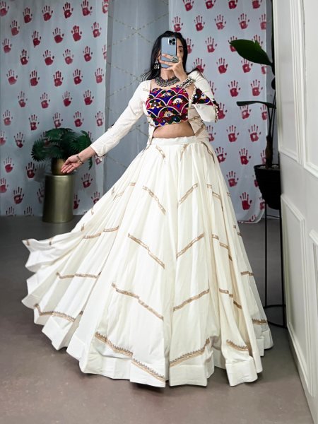 Navratri Vibes Mirror Gamthi Lehenga Choli Set with Embroidered Touch Ready to Wear Navratri Lehnega Choli