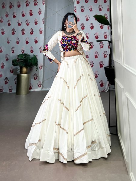 Navratri Vibes Mirror Gamthi Lehenga Choli Set with Embroidered Touch Ready to Wear Navratri Lehnega Choli